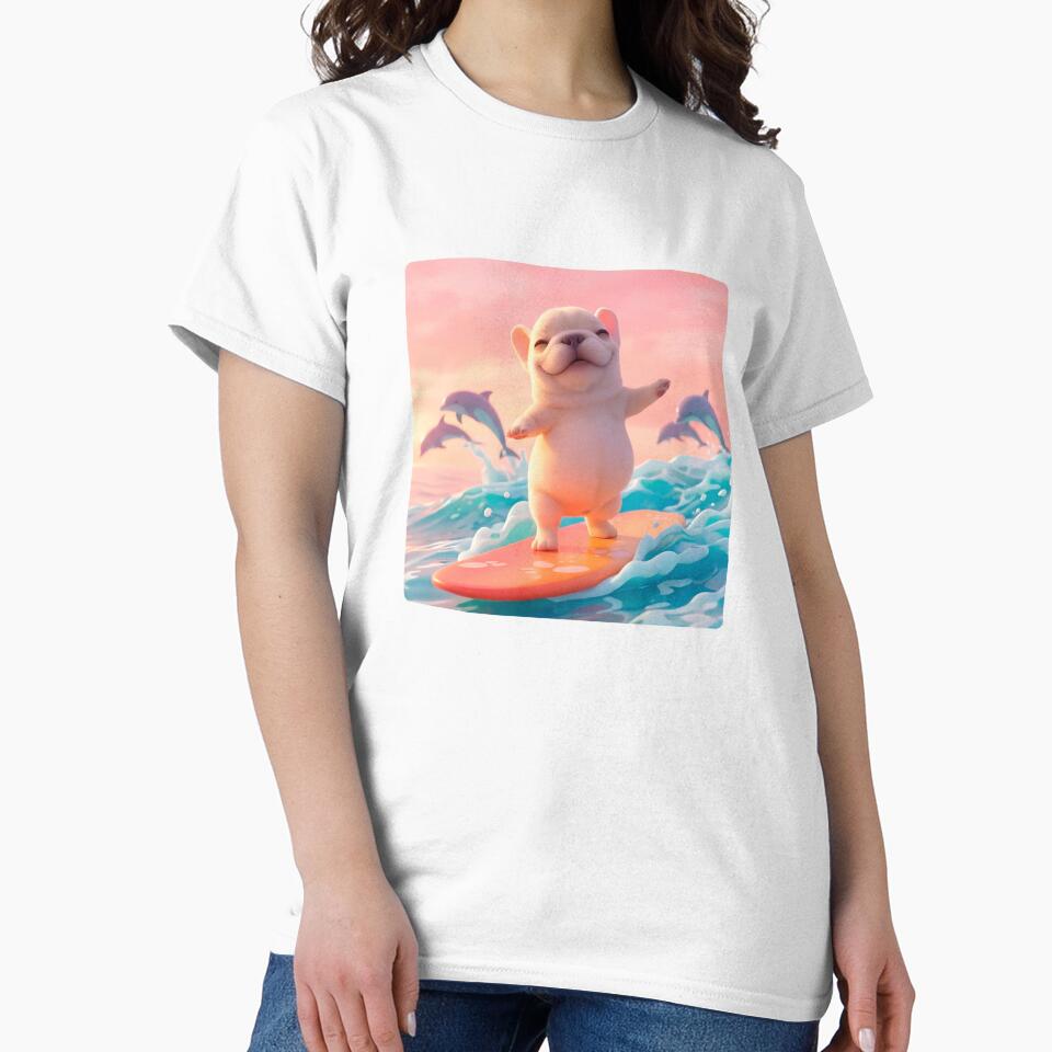 Cute Pibble Surf by cinnamonplay - Adult & Kids T-Shirts, Sweatshirts & Hoodies apparel design preview 2