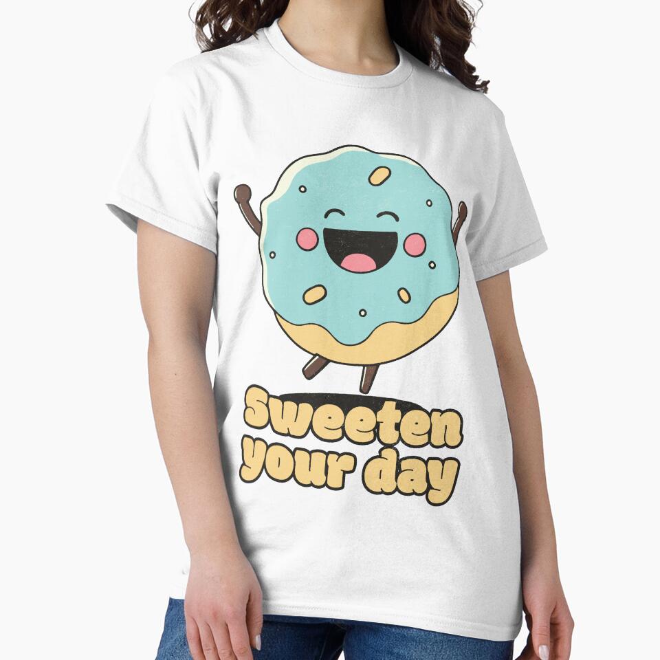 Sweeten your day Happy Cute Donut by RoboRaphael - Adult & Kids T-Shirts, Sweatshirts & Hoodies apparel design preview 2