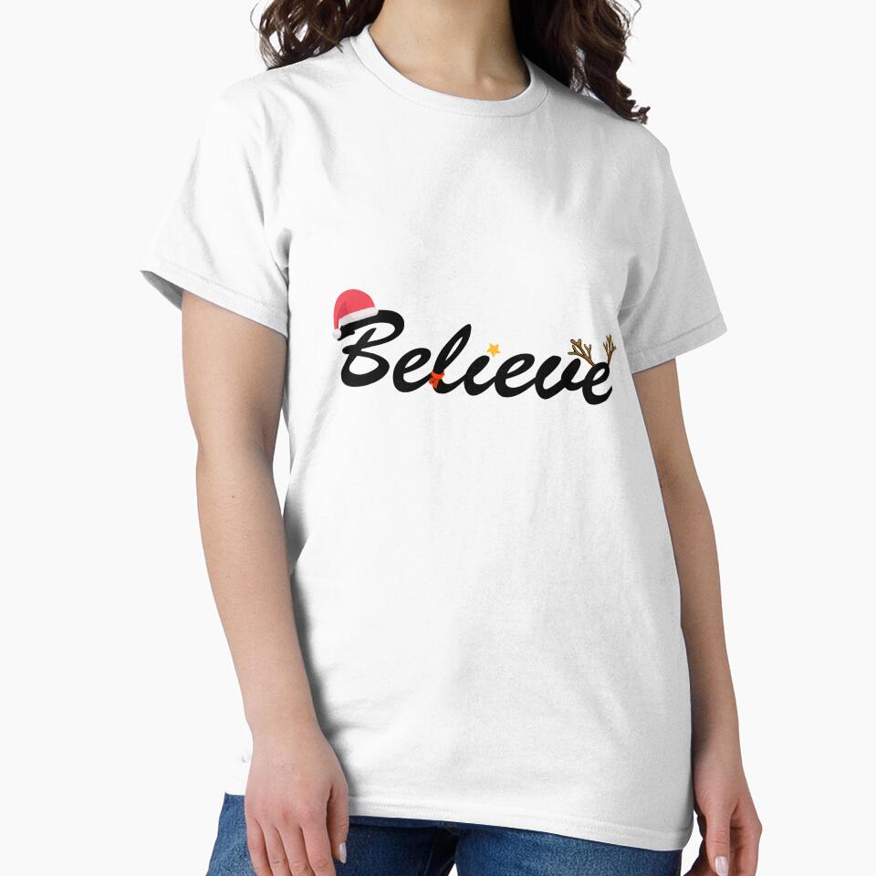 Believe Christmas Casual Short Sleeve Funny Letter - Adult & Kids T-Shirts, Sweatshirts & Hoodies apparel design preview 2