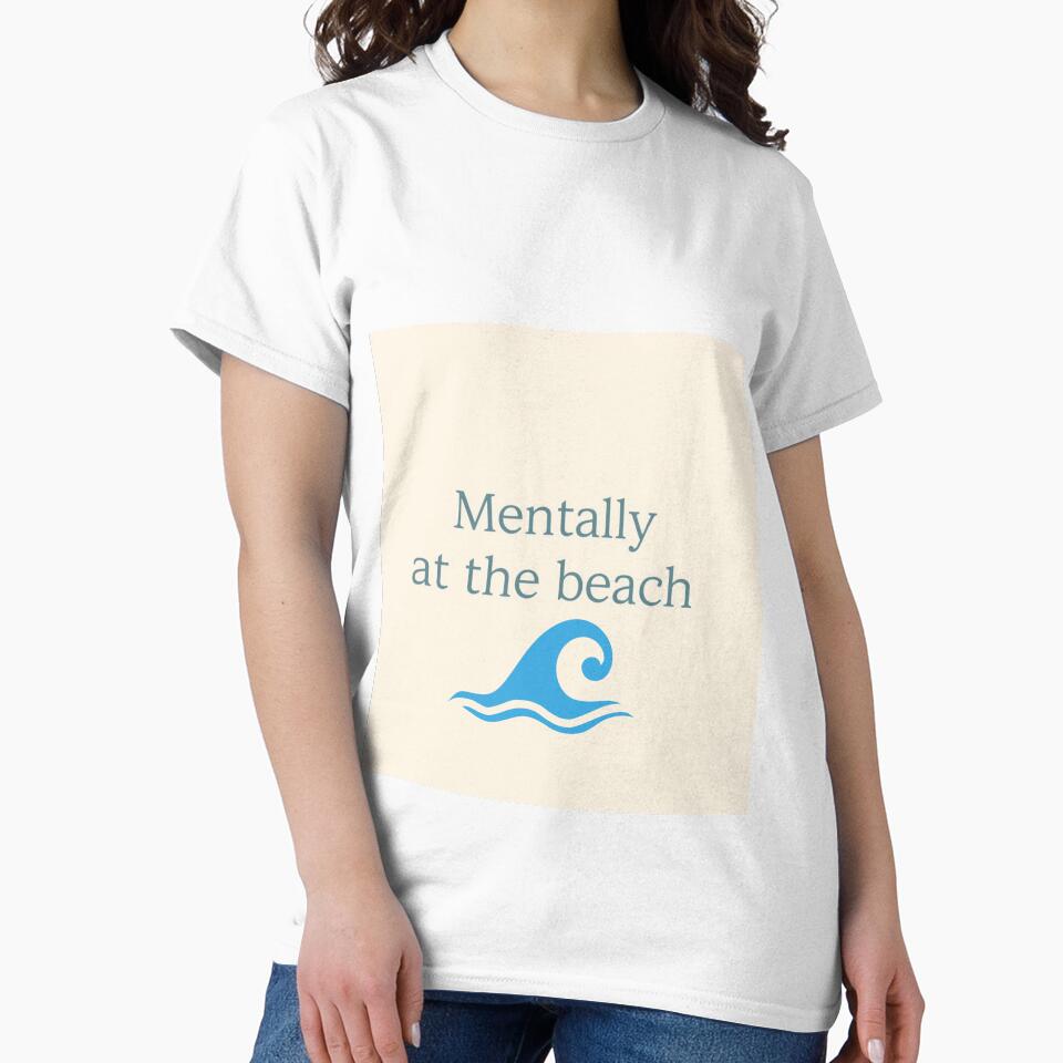 Mentally at the Beach Minimalist Wave Design by - Adult & Kids T-Shirts, Sweatshirts & Hoodies apparel design preview 2
