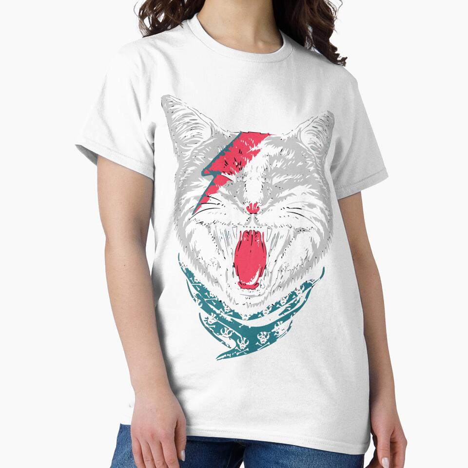 Cat Bowie by MangaCortaTees - Adult & Kids T-Shirts, Sweatshirts & Hoodies apparel design preview 2