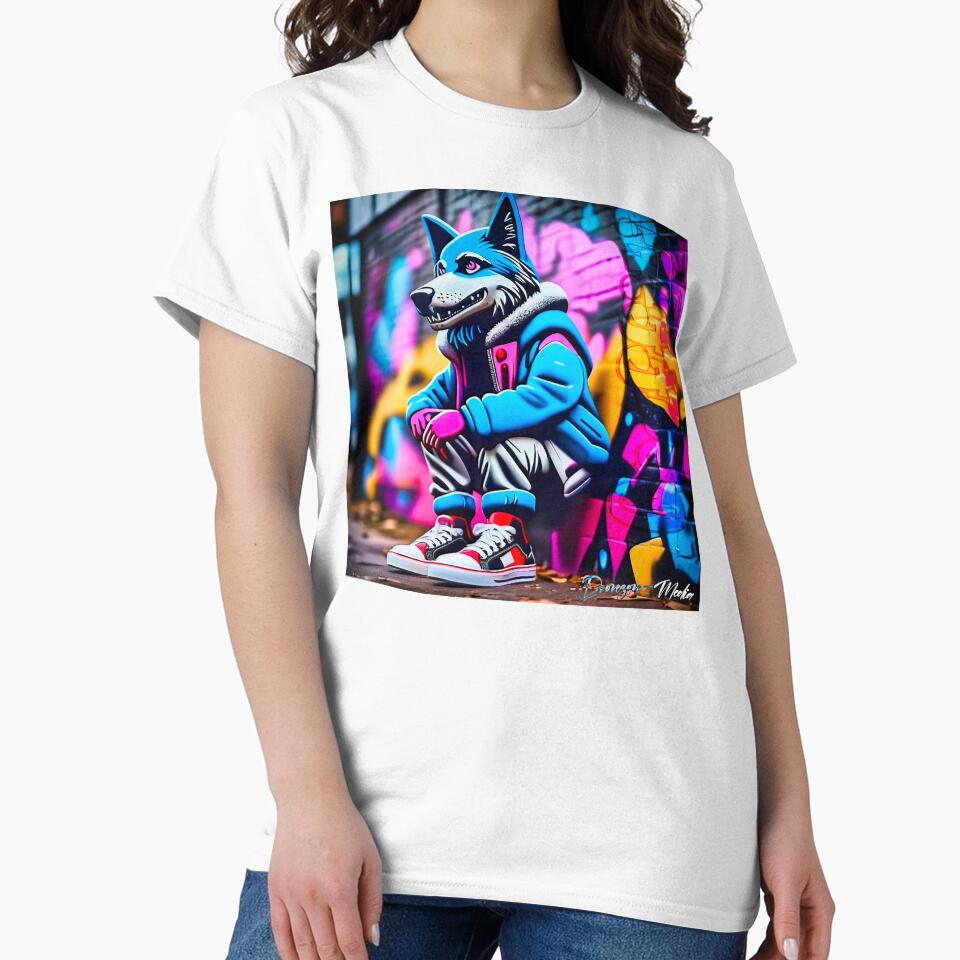 Urban graffiti street art Wolf by Drone- - Adult & Kids T-Shirts, Sweatshirts & Hoodies apparel design preview 2