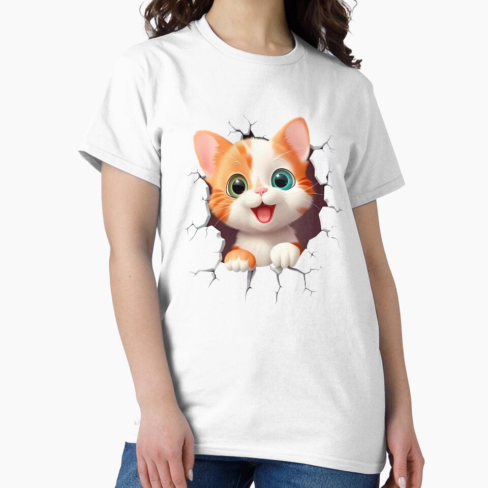 Kitty on the wall by MangaCortaTees - Adult & Kids T-Shirts, Sweatshirts & Hoodies apparel design preview 2