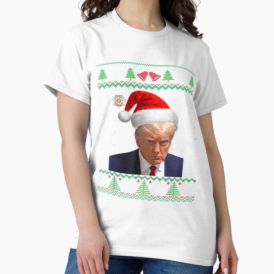 Official Donald Trump Mug Shot Ugly Christmas Crew - Adult & Kids T-Shirts, Sweatshirts & Hoodies apparel design preview 2