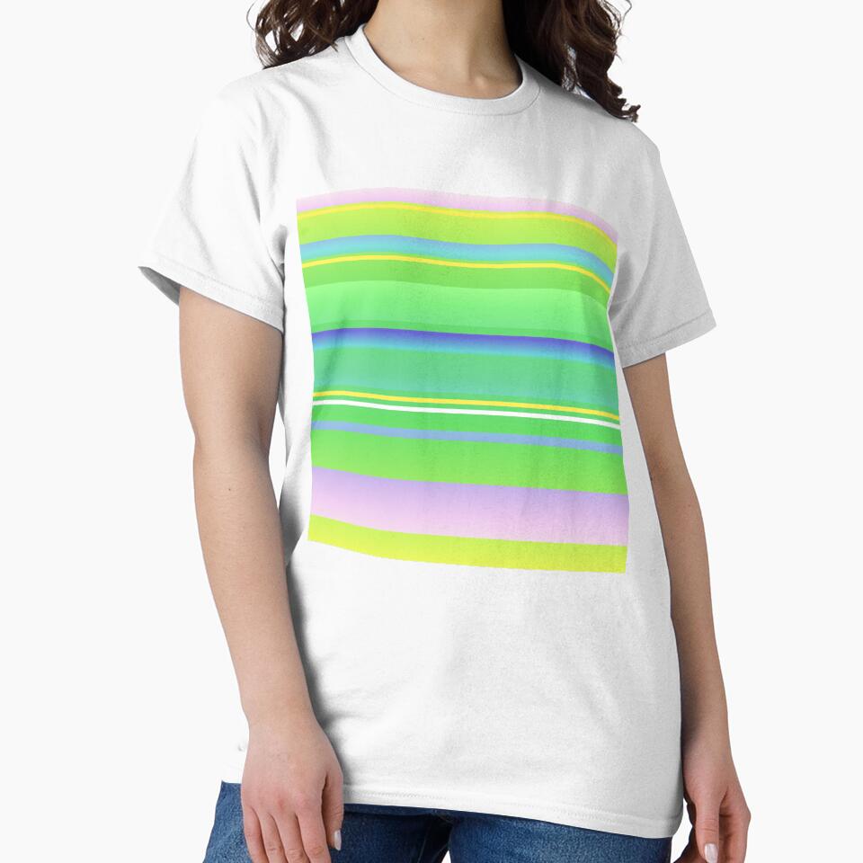 Green artsy striped artistic line pattern by lausn - Adult & Kids T-Shirts, Sweatshirts & Hoodies apparel design preview 2