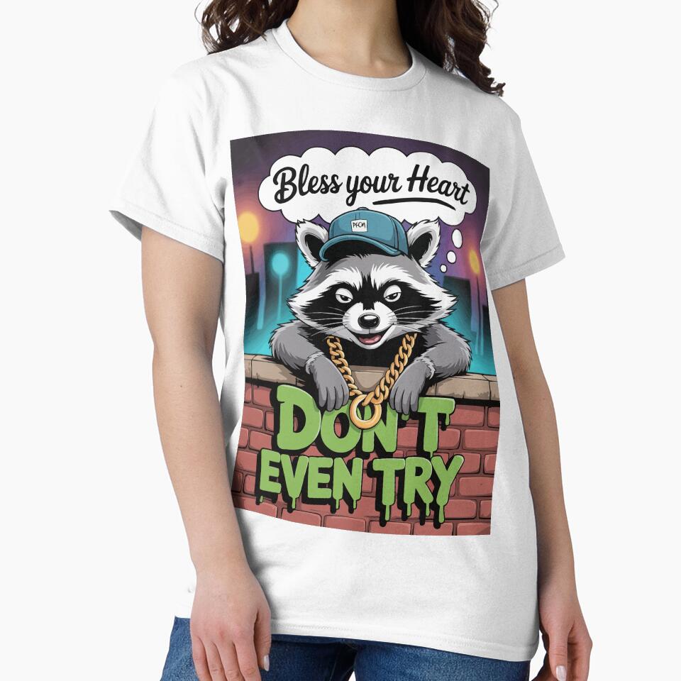 Funny Bless Your Heart Raccoon by Ketique - Adult & Kids T-Shirts, Sweatshirts & Hoodies apparel design preview 2
