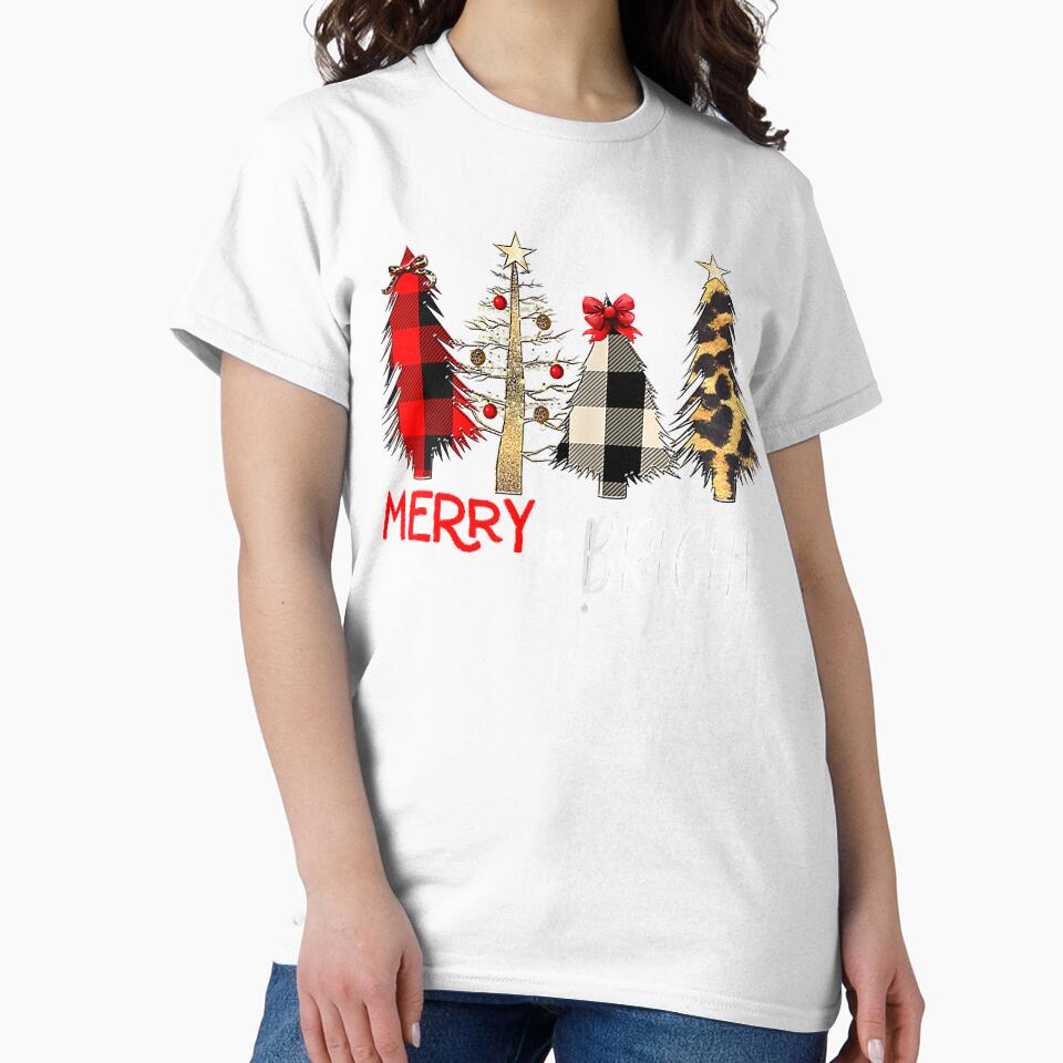 Merry And Bright Christmas Wild Leopard Plaid Trees - Adult & Kids T-Shirts, Sweatshirts & Hoodies apparel design preview 2