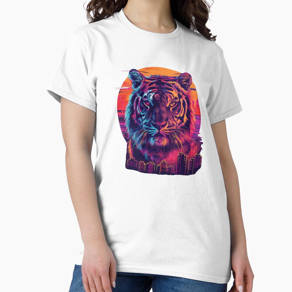 Neon Urban Tiger Illustration by AIStudioProject - Adult & Kids T-Shirts, Sweatshirts & Hoodies apparel design preview 2