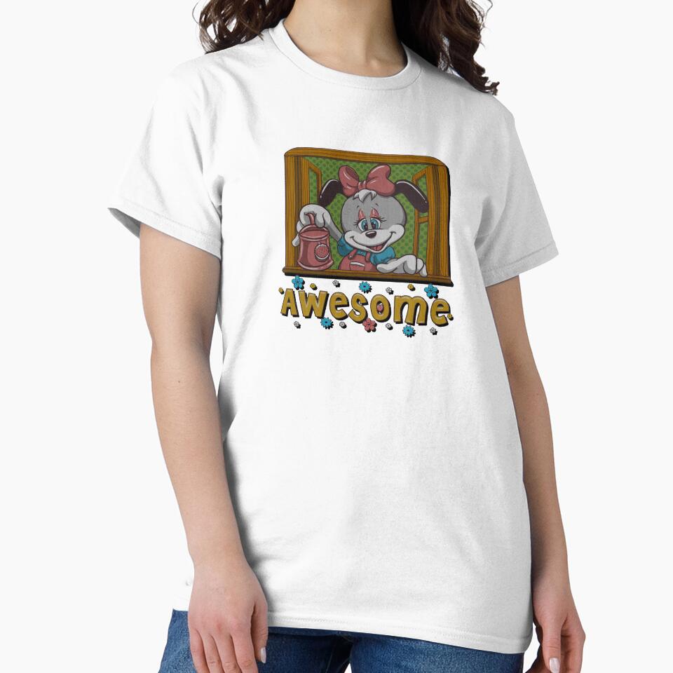 Awesome cartoon cute puppy beautiful dog with flowers - Adult & Kids T-Shirts, Sweatshirts & Hoodies apparel design preview 2