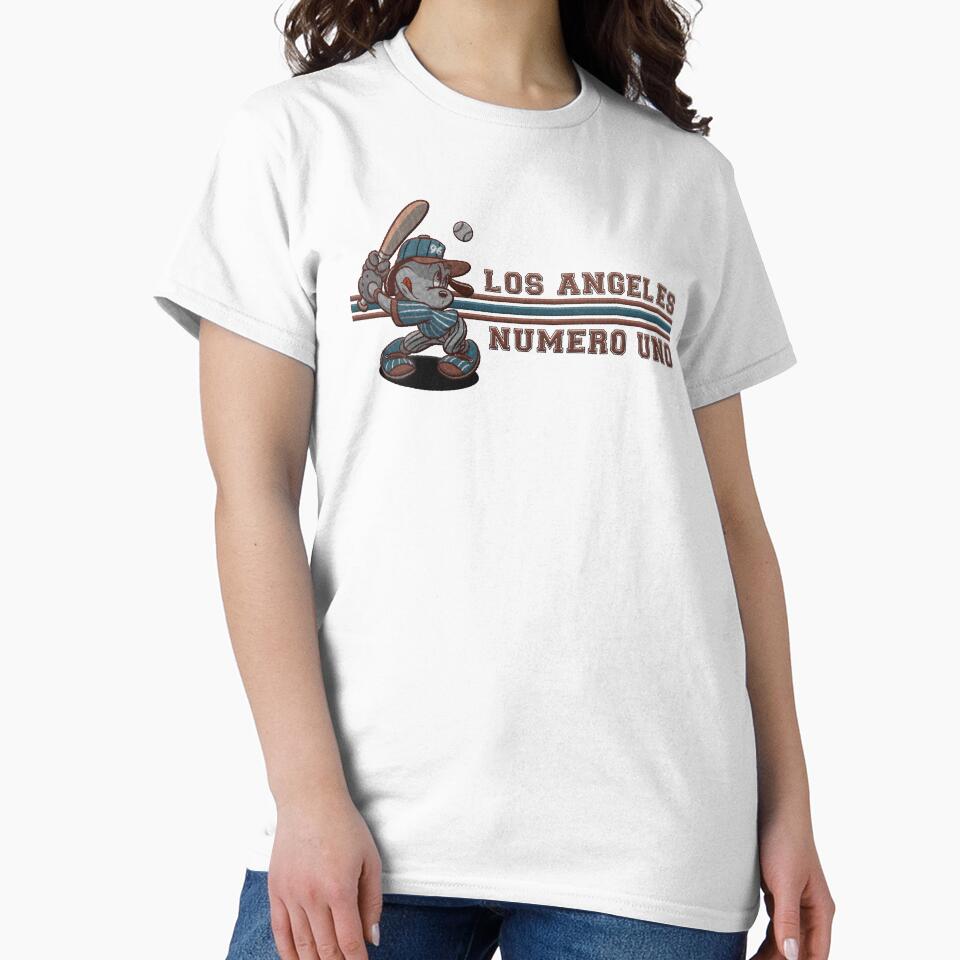 Cool cartoon baseball player puppy los angeles numero - Adult & Kids T-Shirts, Sweatshirts & Hoodies apparel design preview 2