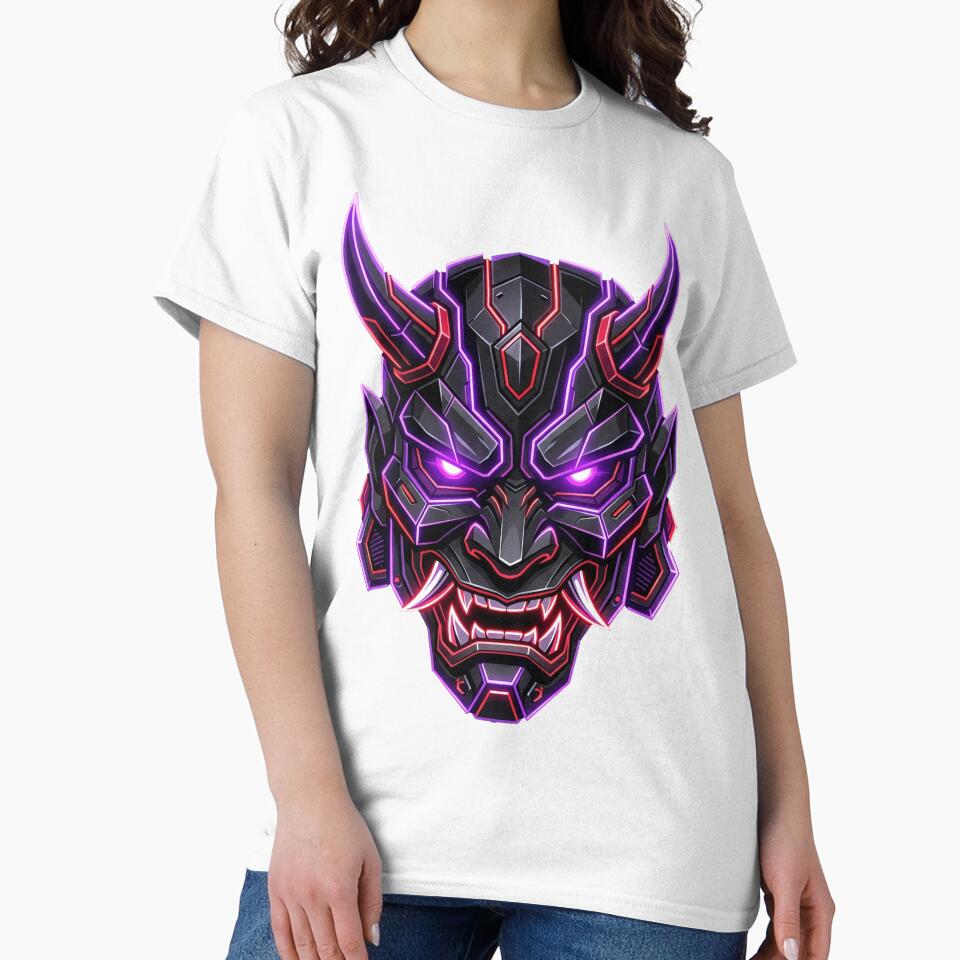 Cyber Oni Mask (Streetwear Style) by Stickersdevelop - Adult & Kids T-Shirts, Sweatshirts & Hoodies apparel design preview 2