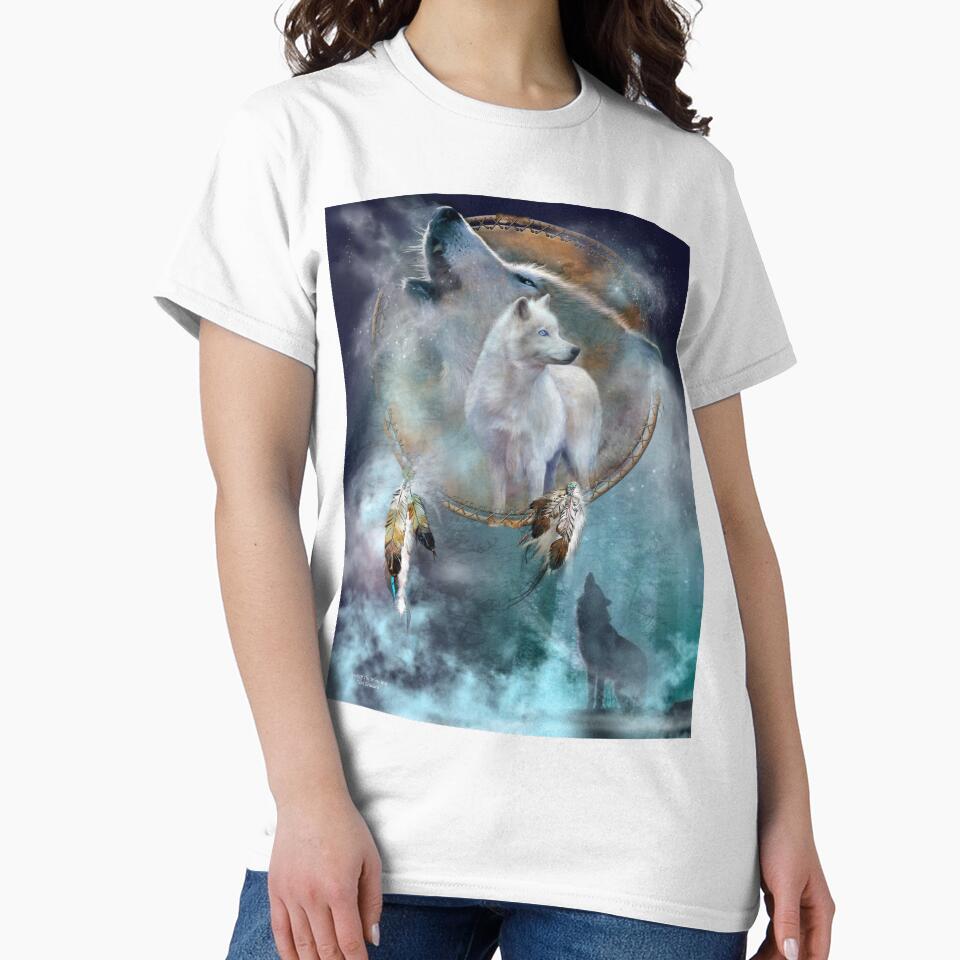 Dream Catcher Spirit Of The White Wolf by Carol - Adult & Kids T-Shirts, Sweatshirts & Hoodies apparel design preview 2