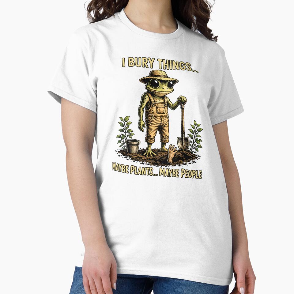 I Bury Things Maybe Plants People Funny Frog Dark - Adult & Kids T-Shirts, Sweatshirts & Hoodies apparel design preview 2