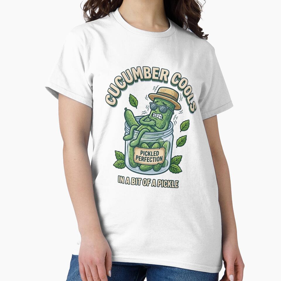 CUCUMBER COOLS. IN A BIT OF PICKLE by - Adult & Kids T-Shirts, Sweatshirts & Hoodies apparel design preview 2