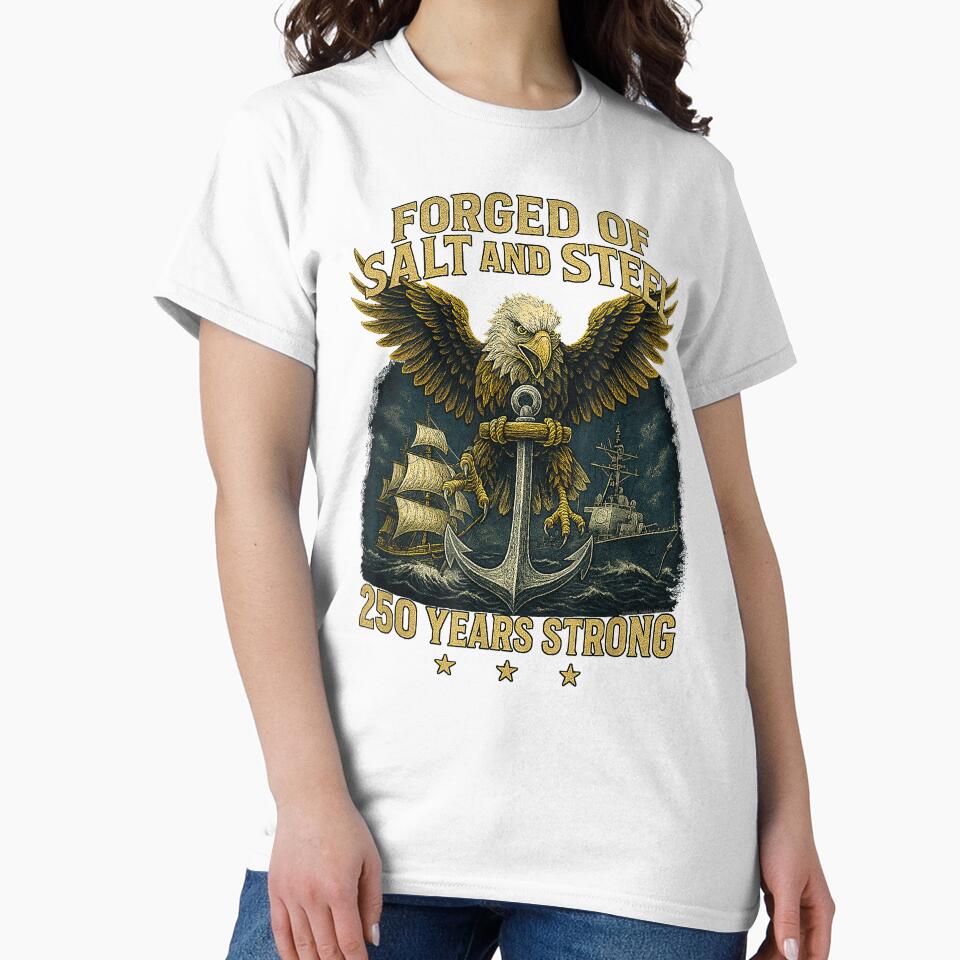 Forged Of Salt And Steel U S Naval Ships 250Th - Adult & Kids T-Shirts, Sweatshirts & Hoodies apparel design preview 2