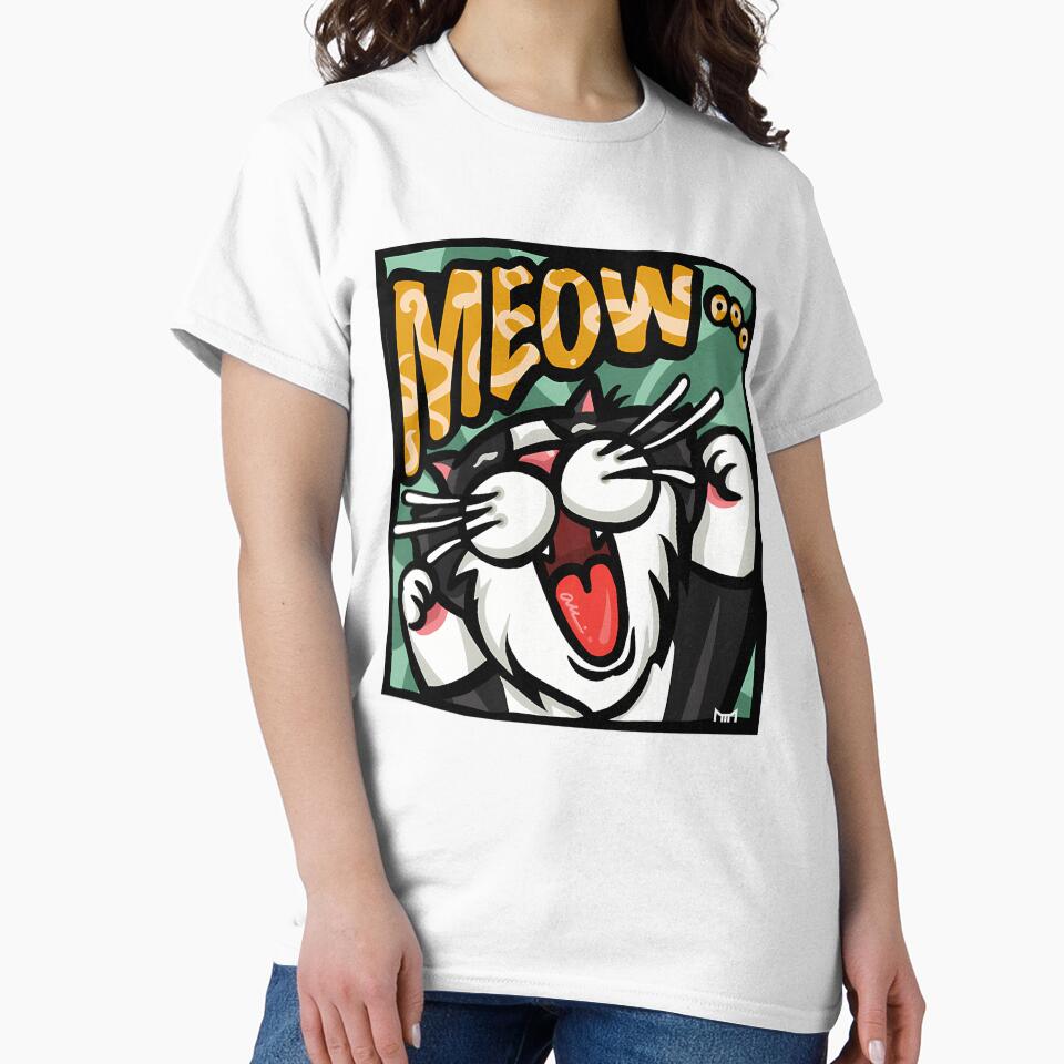 Energetic Meow Tuxedo Cat Comic Pop Art by Paidobento - Adult & Kids T-Shirts, Sweatshirts & Hoodies apparel design preview 2