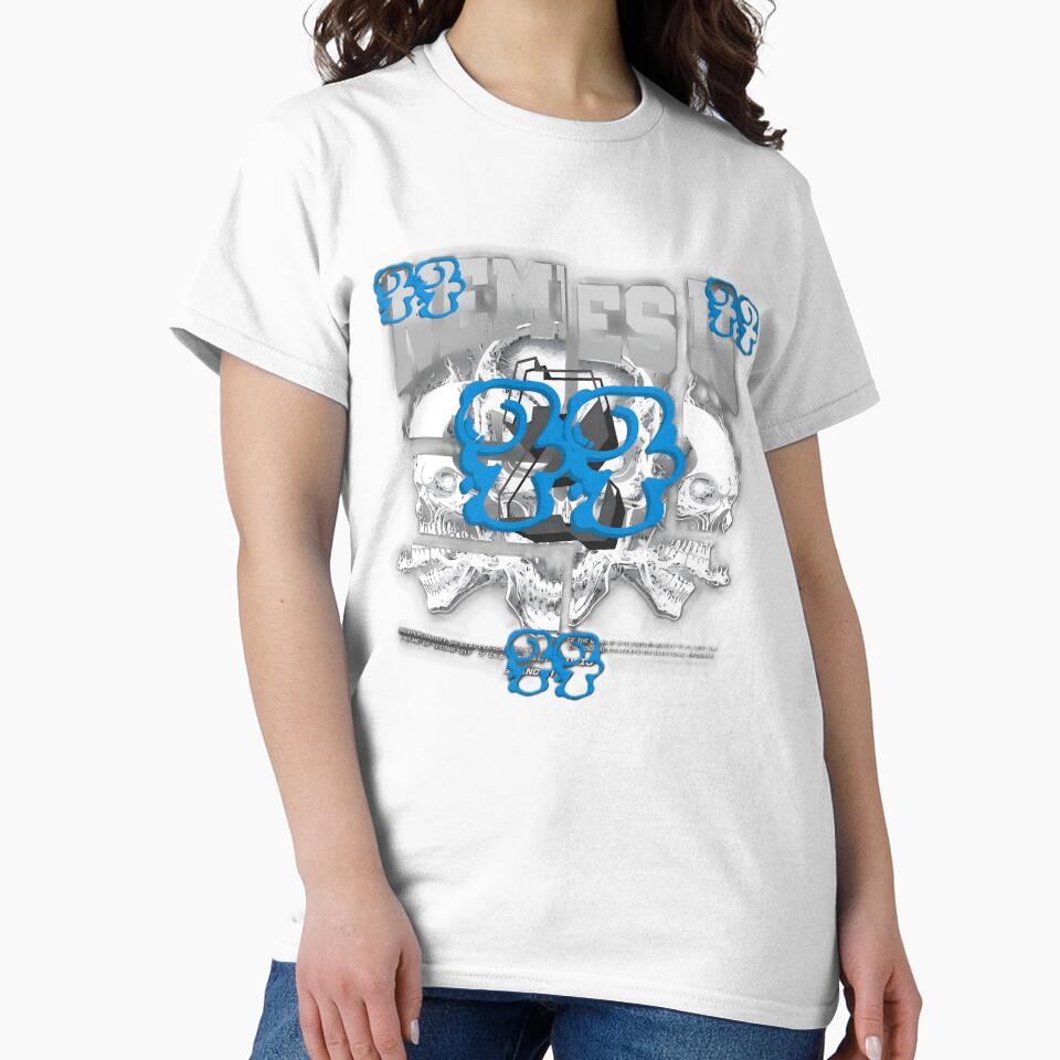 Nemesis 93 Flaming Skull Grunge by Dibarassi - Adult & Kids T-Shirts, Sweatshirts & Hoodies apparel design preview 2
