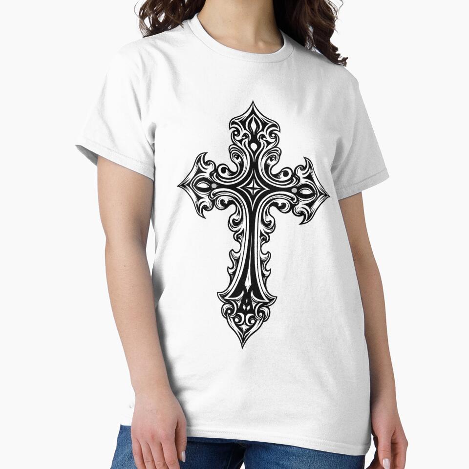 Ornate Gothic Cross Graphic Dark Aesthetic Streetwear - Adult & Kids T-Shirts, Sweatshirts & Hoodies apparel design preview 2