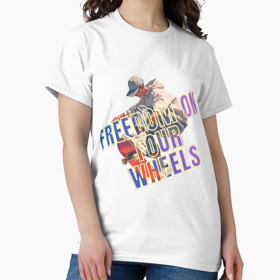 Freedom On Four Wheels Cool Skater Boy Art by - Adult & Kids T-Shirts, Sweatshirts & Hoodies apparel design preview 2