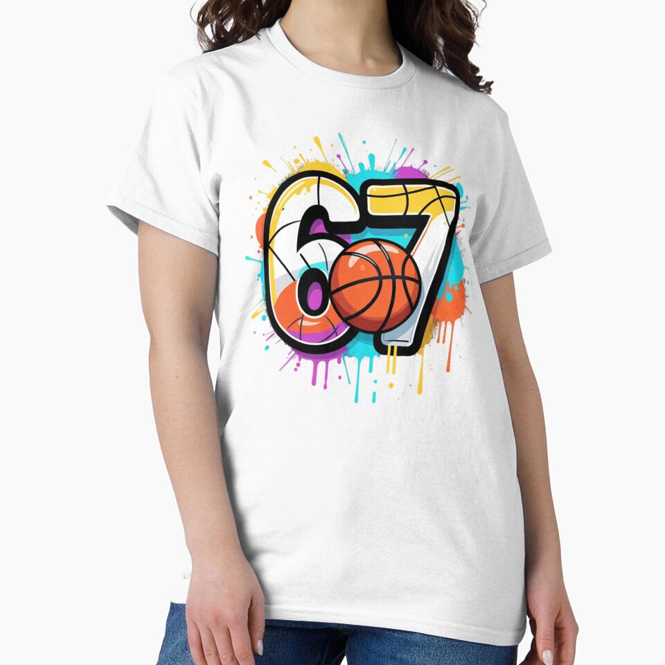 67 Basketball Six Seven 6 7 Meme by GrumpySableye - Adult & Kids T-Shirts, Sweatshirts & Hoodies apparel design preview 2
