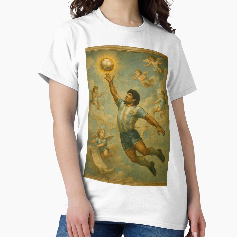 Maradona Hand of God Divine Fresco Football Poster by - Adult & Kids T-Shirts, Sweatshirts & Hoodies apparel design preview 2