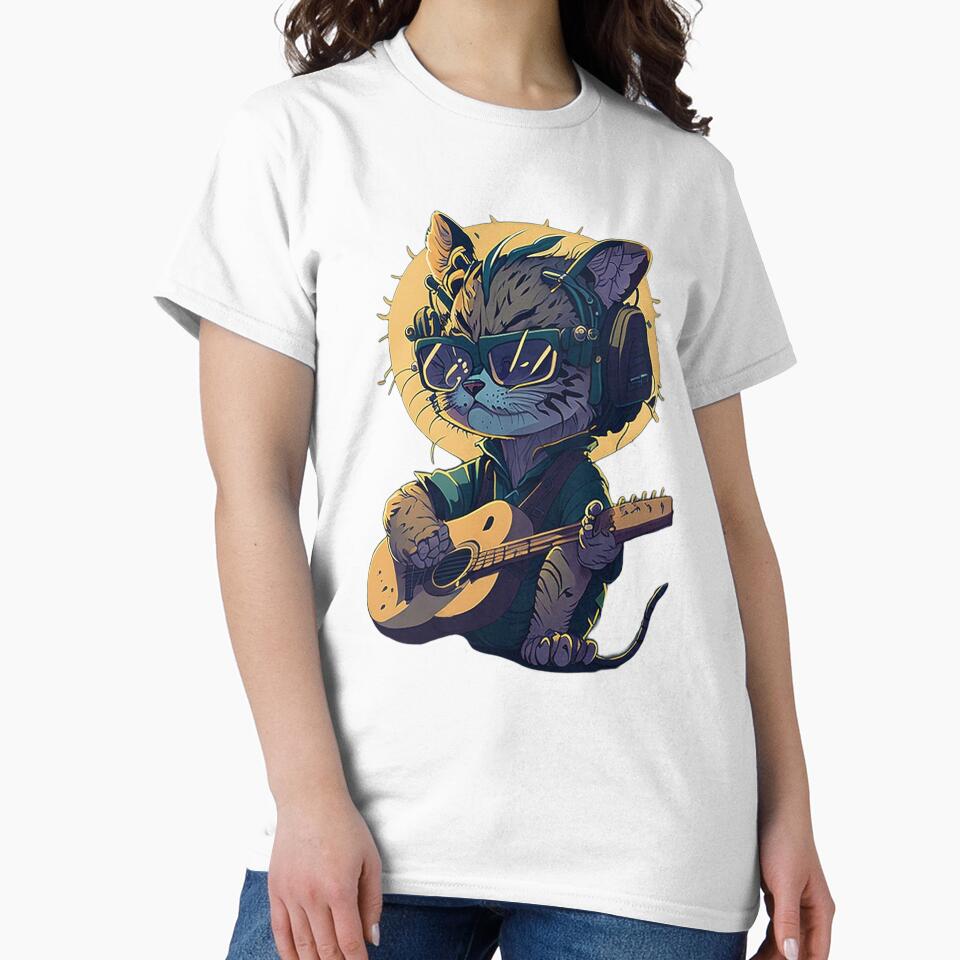 Guitar Cat by 3rd Eye Perceptions - Adult & Kids T-Shirts, Sweatshirts & Hoodies apparel design preview 2
