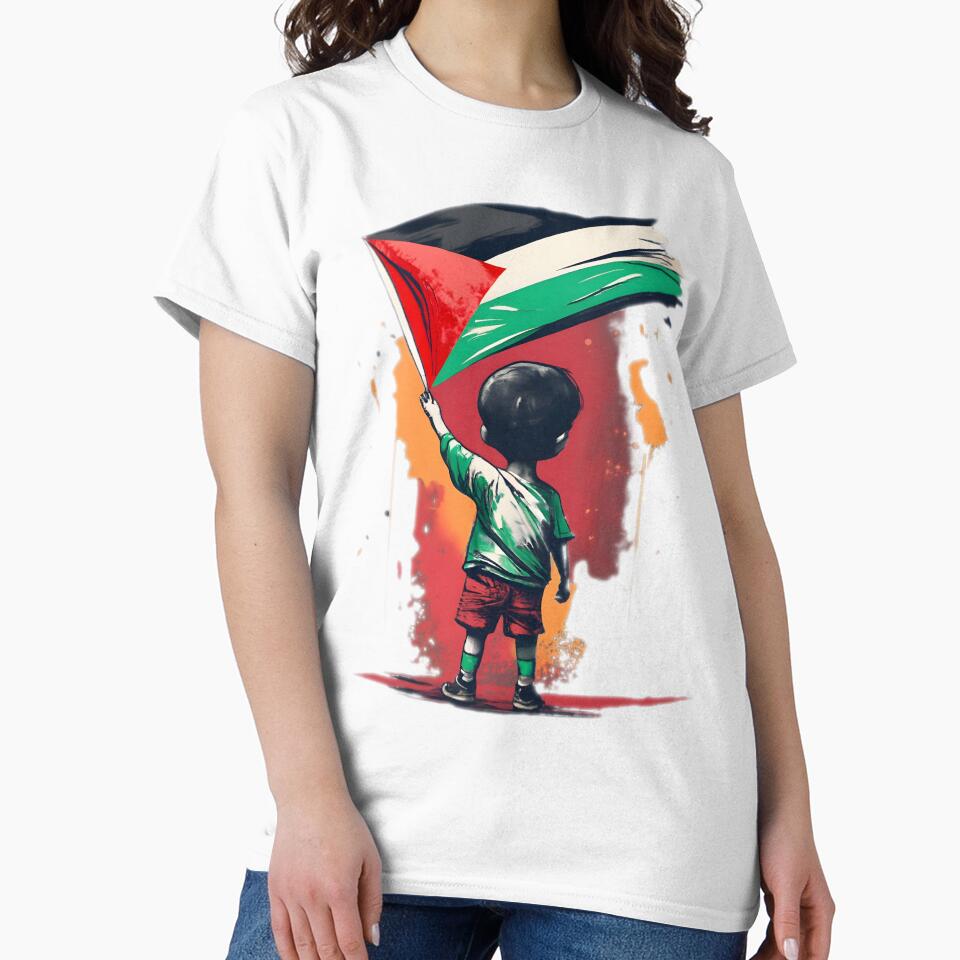 Children Of Gaza With Palestine Flag by JurenArt - Adult & Kids T-Shirts, Sweatshirts & Hoodies apparel design preview 2