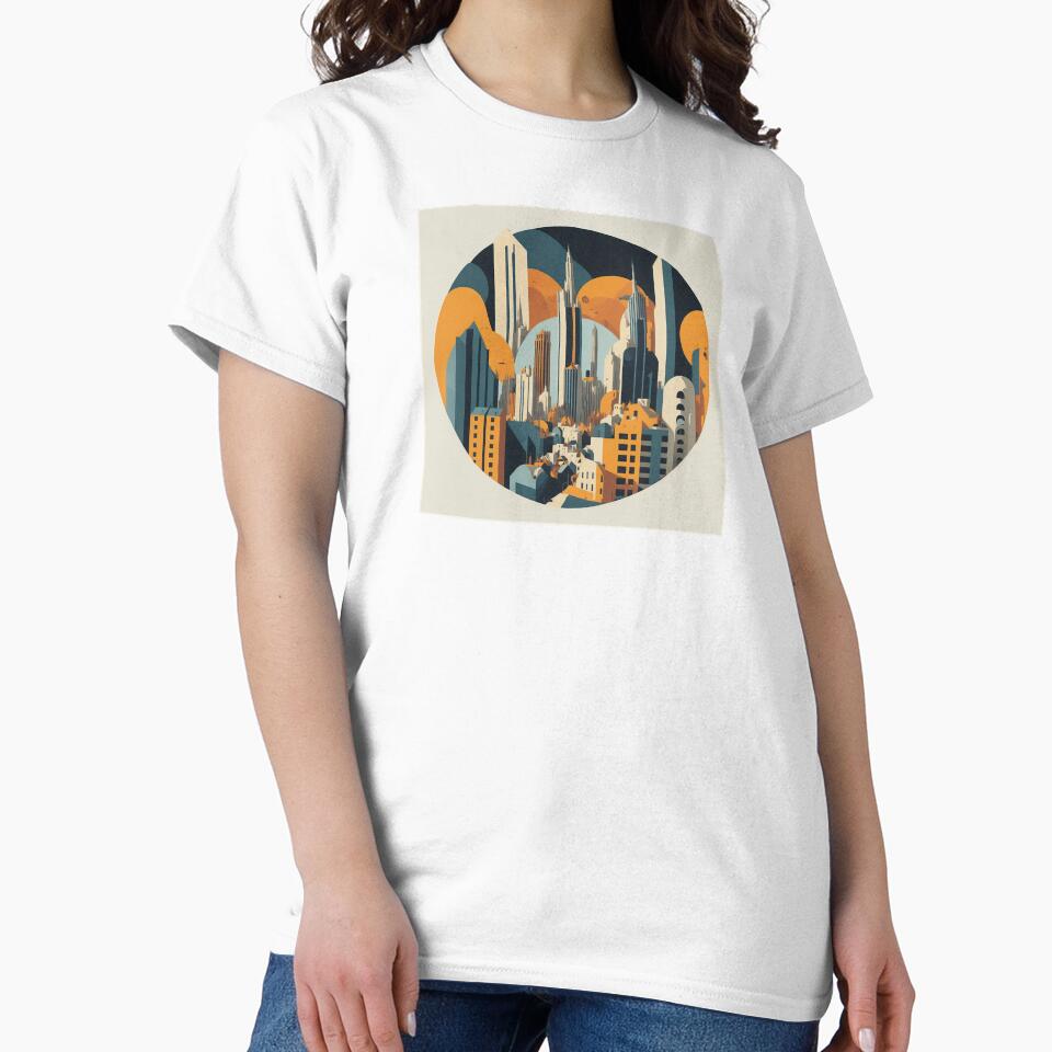 Minimalist night city geometric buildings by - Adult & Kids T-Shirts, Sweatshirts & Hoodies apparel design preview 2