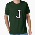 Letter J Distressed Two Color Black T-Shirt - Trendy Graphic for Adults - T-Shirt, Sweatshirt, Hoodie