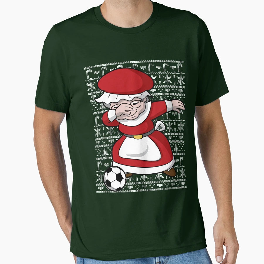 Dabbing Mrs Claus Soccer Football Ugly T-Shirt - Minimalist Print Unisex - T-Shirt, Sweatshirt, Hoodie