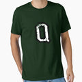 Letter Q Distressed Two Color Black T-Shirt - Minimalist Print Unisex - T-Shirt, Sweatshirt, Hoodie