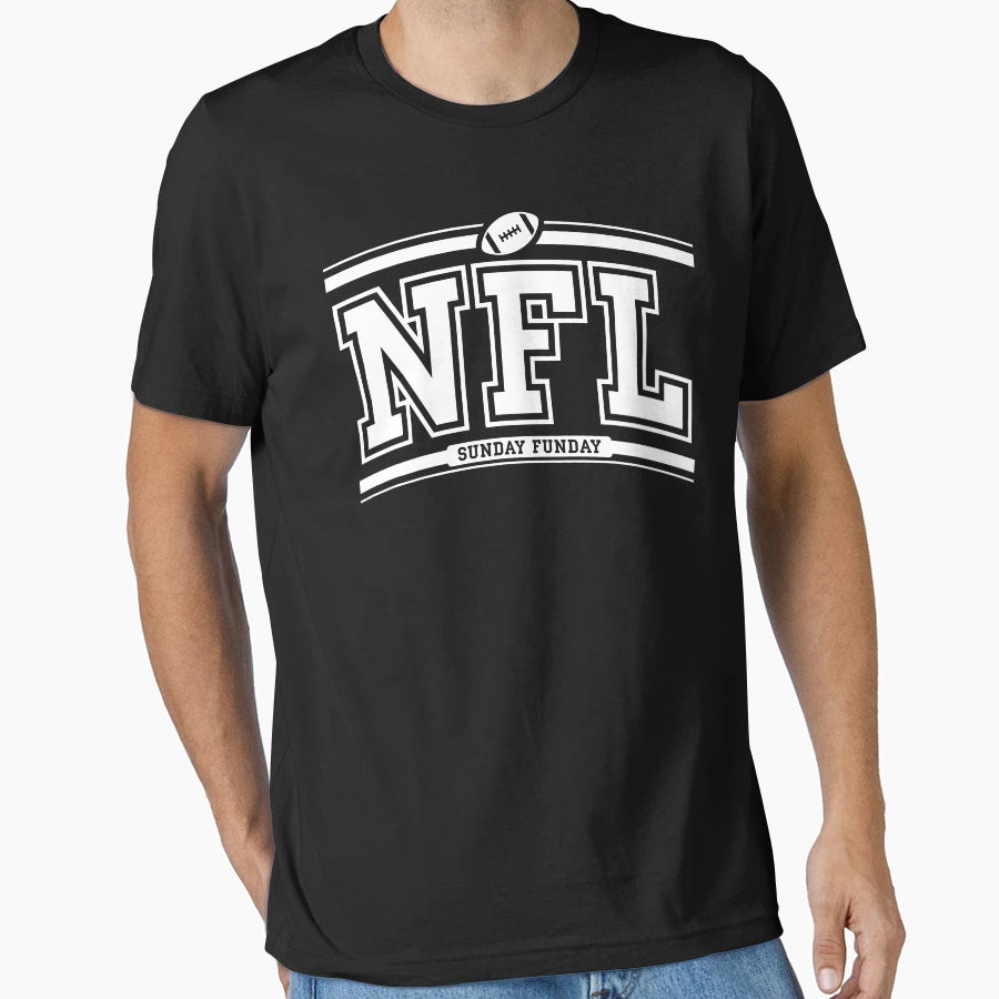 Copy Sunday Funday Footbal Fan White T-Shirt - Graphic Print Men Women - T-Shirt, Sweatshirt, Hoodie