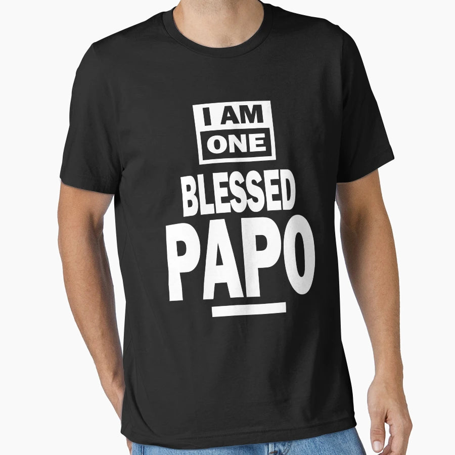 Mens I Am One Blessed Papo Fathers T-Shirt - Aesthetic Graphic for Adults - T-Shirt, Sweatshirt, Hoodie