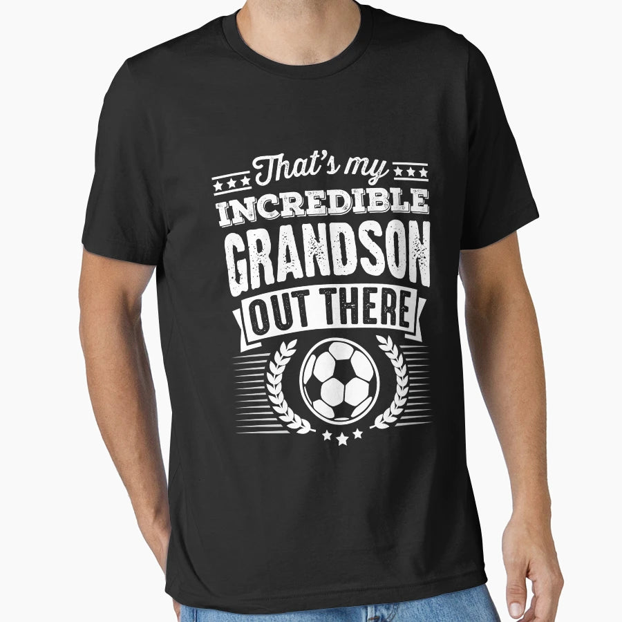 Awesome Soccer Grandson Grandma Grandpa T-Shirt - Aesthetic Graphic Unisex - T-Shirt, Sweatshirt, Hoodie