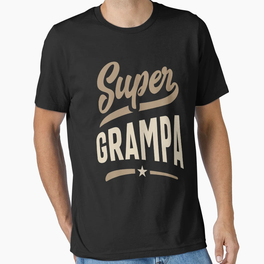 Mens Super Grampa Father Grandpa Gift T-Shirt - Custom Art Print Men Women - T-Shirt, Sweatshirt, Hoodie