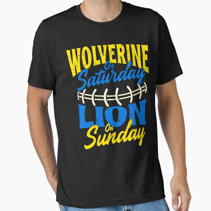 Wolverine Saturday Lion Sunday T-Shirt - Fun Novelty Design for Adults - T-Shirt, Sweatshirt, Hoodie