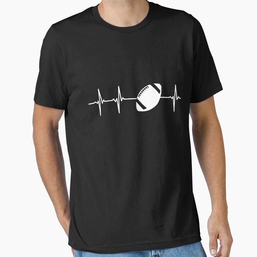 American Football Heartbeat T-Shirt - Aesthetic Graphic Unisex - T-Shirt, Sweatshirt, Hoodie