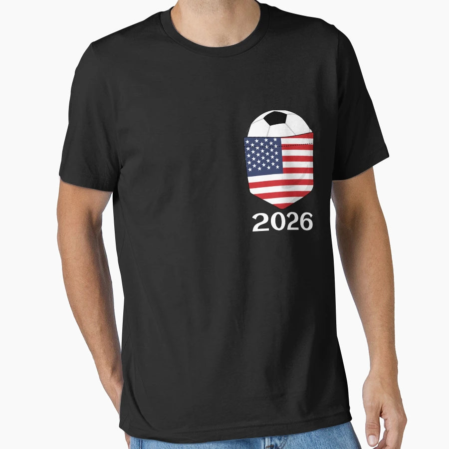 Soccer 2026 Usa Breast Pocket T-Shirt - Casual Everyday Wear Unisex - T-Shirt, Sweatshirt, Hoodie