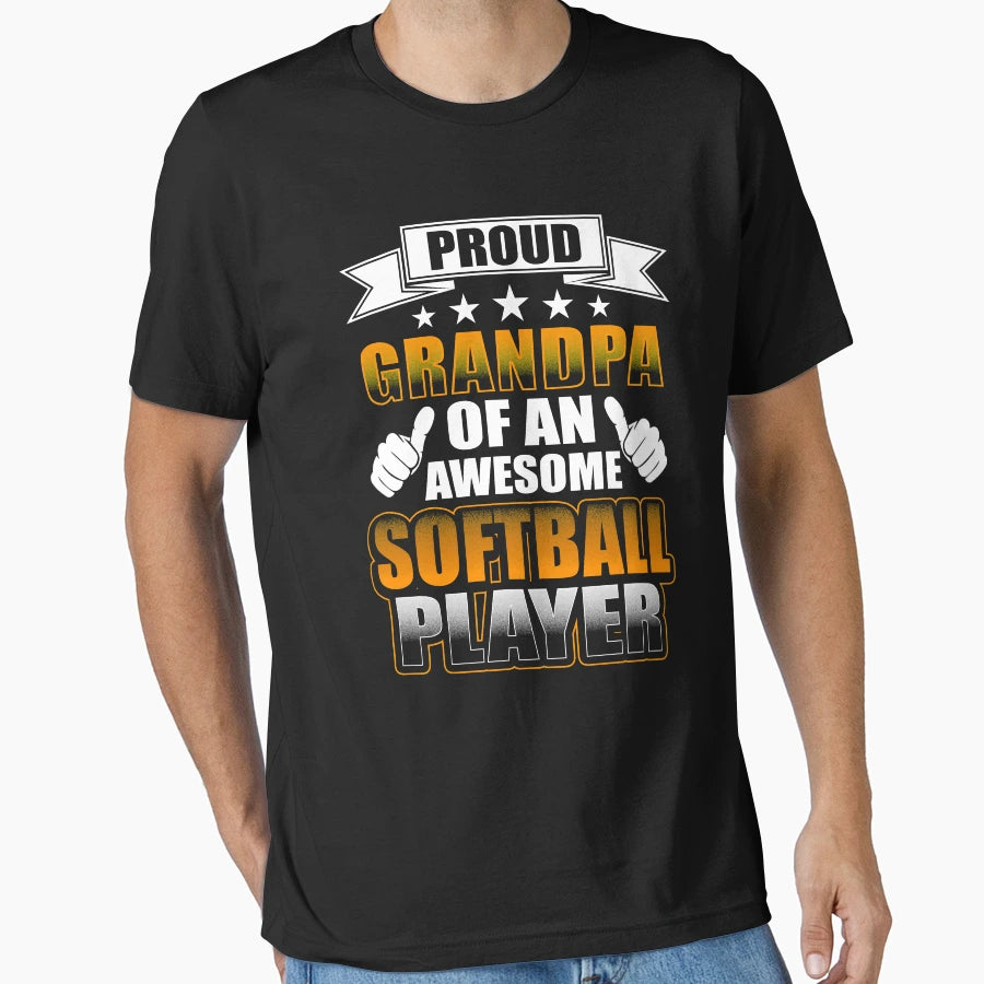 Grandpa Proud Grandpa Awesome Softball T-Shirt - Unique Graphic for Adults - T-Shirt, Sweatshirt, Hoodie