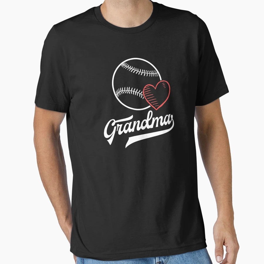Baseball Grandma Shirts Heart T-Shirt - Aesthetic Graphic Men Women - T-Shirt, Sweatshirt, Hoodie