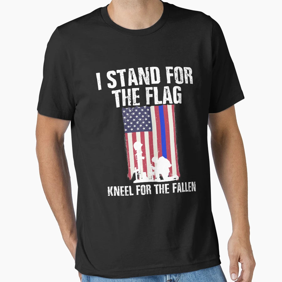 I Stand Flag Kneel Fallen T-Shirt - Trendy Graphic for Adults - T-Shirt, Sweatshirt, Hoodie