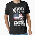 I Stand Flag And Kneel Cross T-Shirt - Graphic Print Unisex - T-Shirt, Sweatshirt, Hoodie