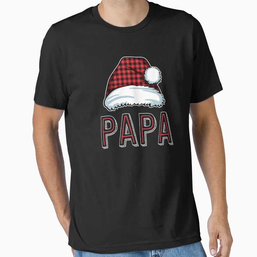 Papa Santa Plaid Red Family Matching T-Shirt - Streetwear Style for Adults - T-Shirt, Sweatshirt, Hoodie