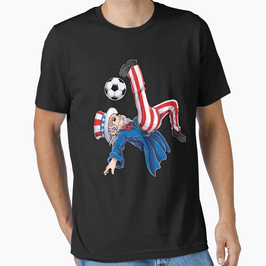 Soccer Uncle Sam 4Th July American T-Shirt - Minimalist Print Men Women - T-Shirt, Sweatshirt, Hoodie