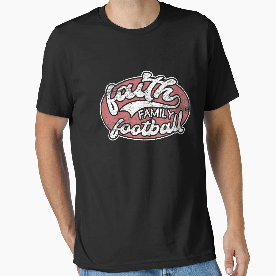 Faith Family Football Christian T-Shirt - Aesthetic Graphic for Adults - T-Shirt, Sweatshirt, Hoodie