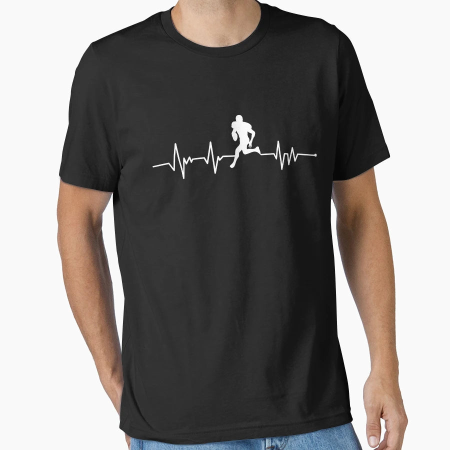 American Football Heartbeat Pulse T-Shirt - Casual Everyday Wear Unisex - T-Shirt, Sweatshirt, Hoodie