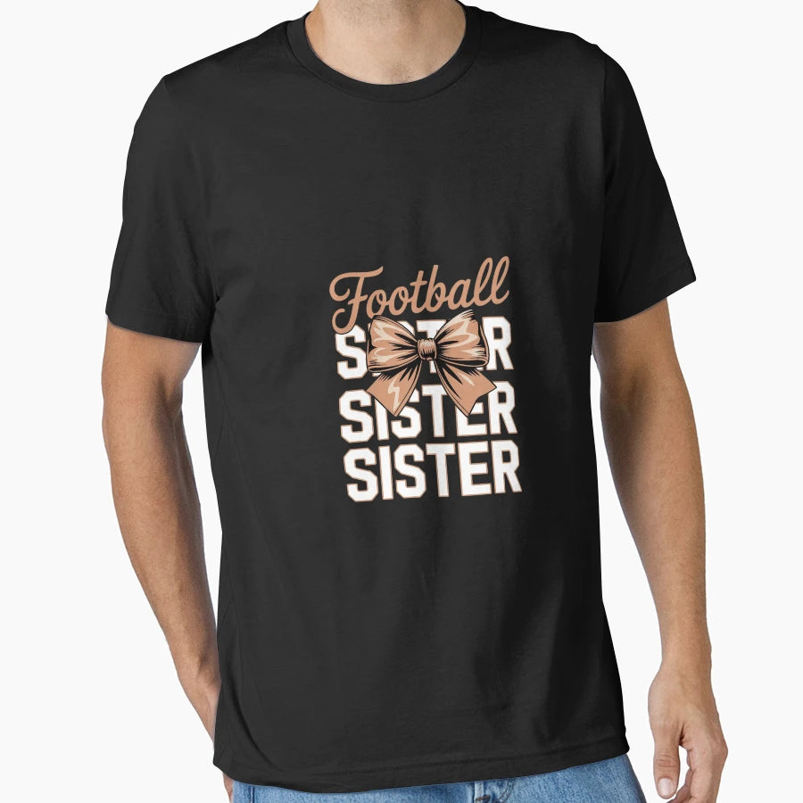 Football Sister Coquette Bow Checkered T-Shirt - Unique Graphic for Adults - T-Shirt, Sweatshirt, Hoodie