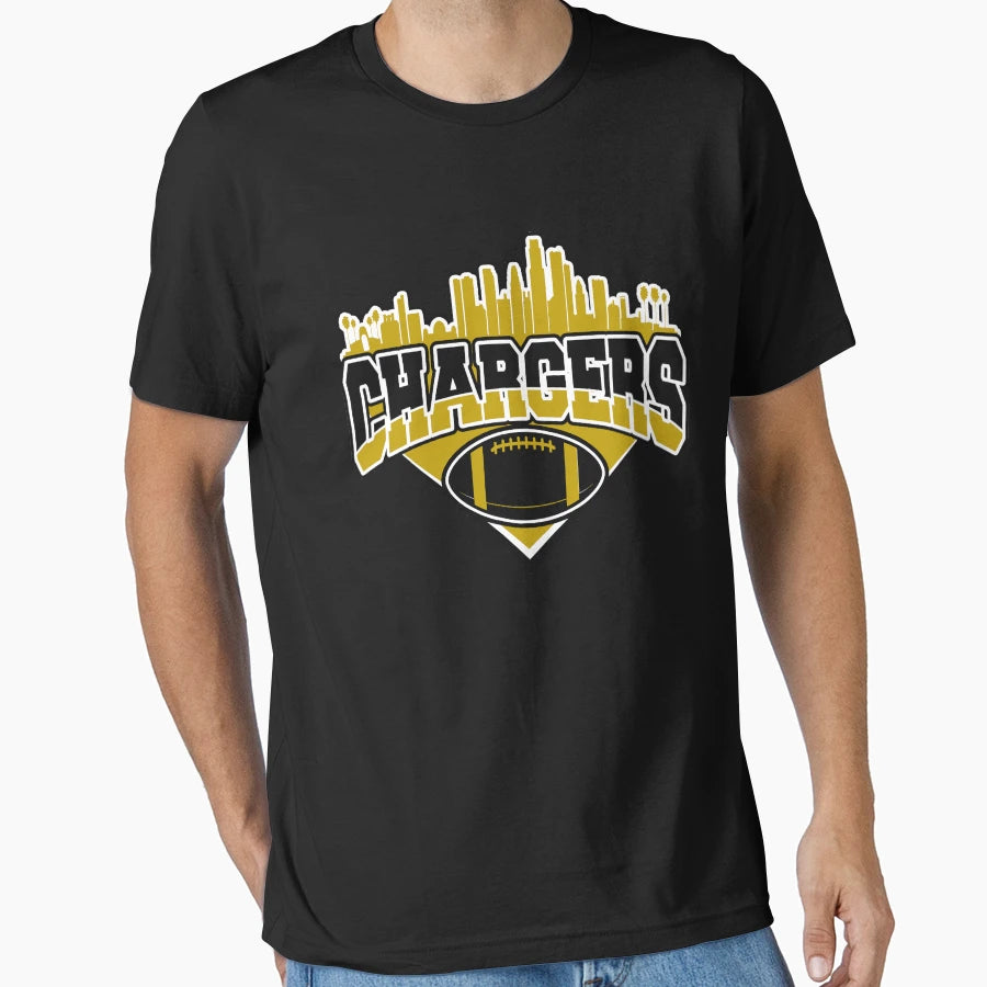 Chargers Football Skyline Football T-Shirt - Aesthetic Graphic for Adults - T-Shirt, Sweatshirt, Hoodie
