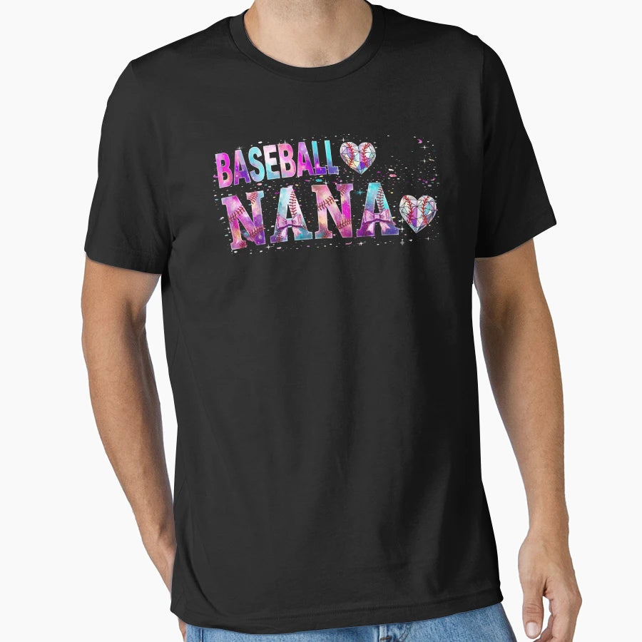 Baseball Nana Gigi Grandma Heart Tie Dye T-Shirt - Minimalist Print Unisex - T-Shirt, Sweatshirt, Hoodie