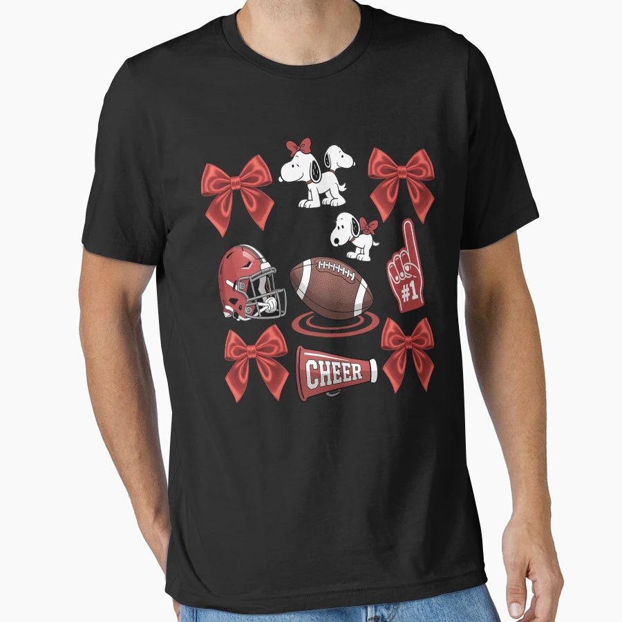 Red Coquette Bow Football Game Day T-Shirt - Streetwear Style for Adults - T-Shirt, Sweatshirt, Hoodie